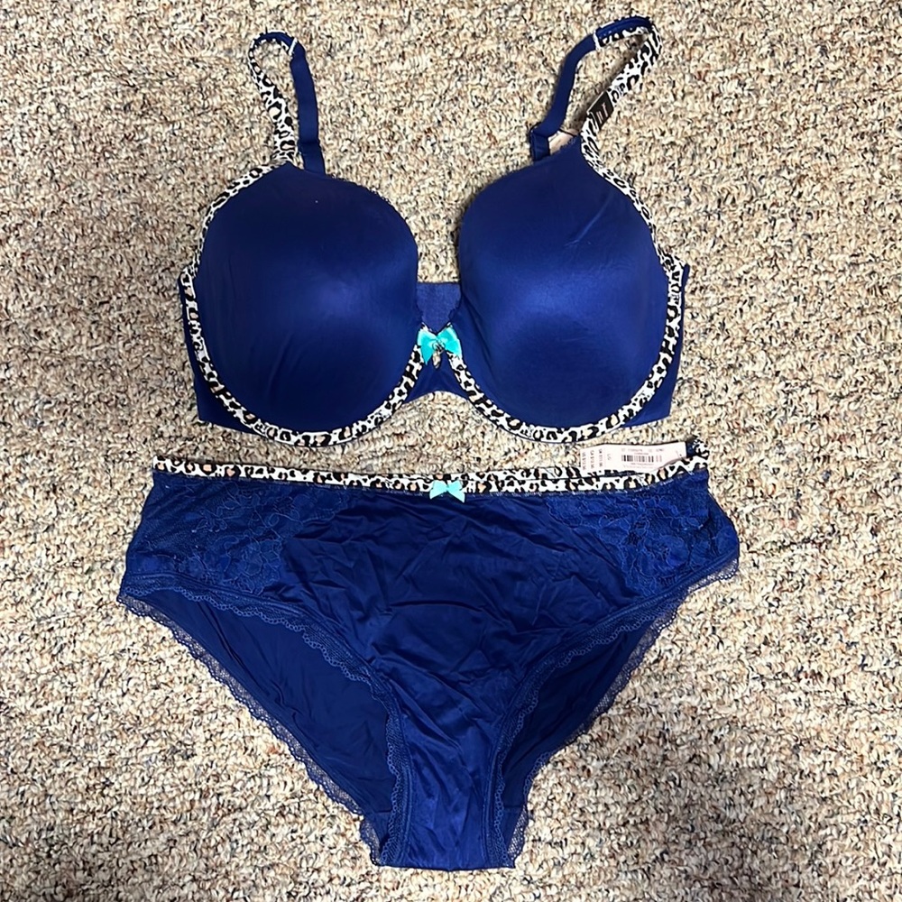 Body By Victoria Lined Perfect Coverage Bra and panties set.  34DDD and Large